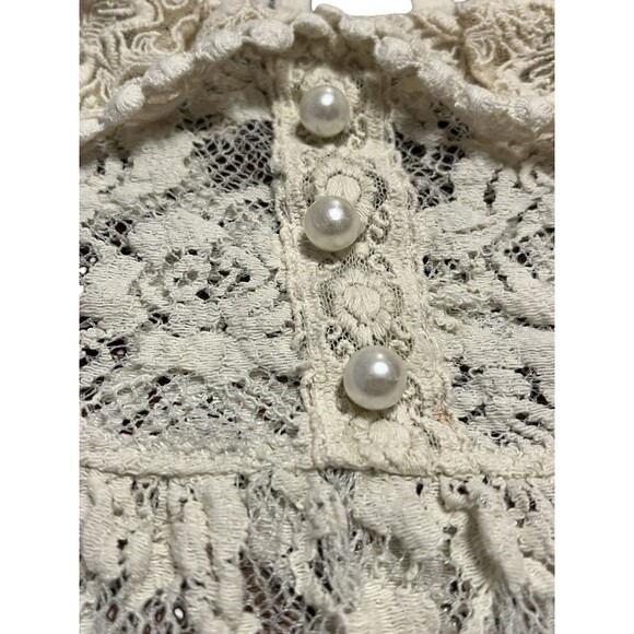 Forever 21 Cream Lace Top Peter Pan Collar S Coquette GUC - Picture 8 of 12